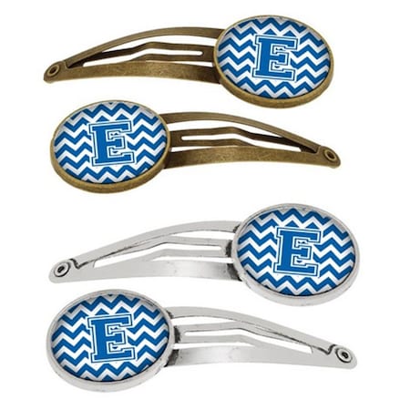 Carolines Treasures Letter E Chevron Blue and White Barrettes Hair Clips, Set of 4, 4PK CJ1056-EHCS4